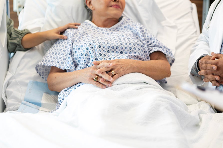 woman in hospital bed